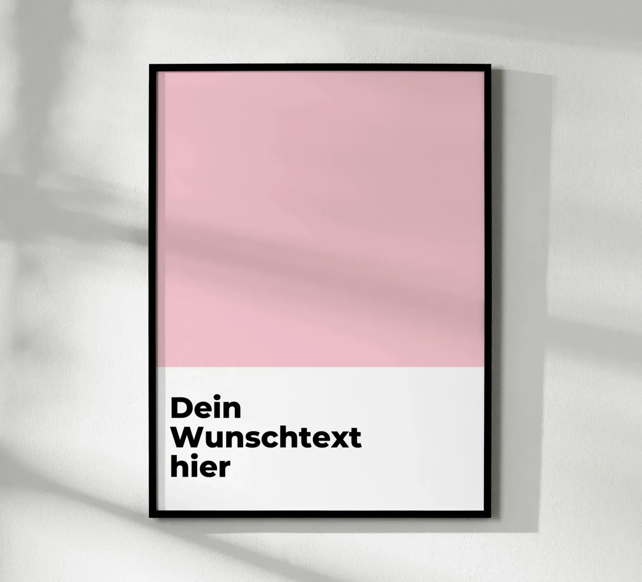 Wunschtext - geometrisch pink poster con telaio in legno da WORTSPIEL