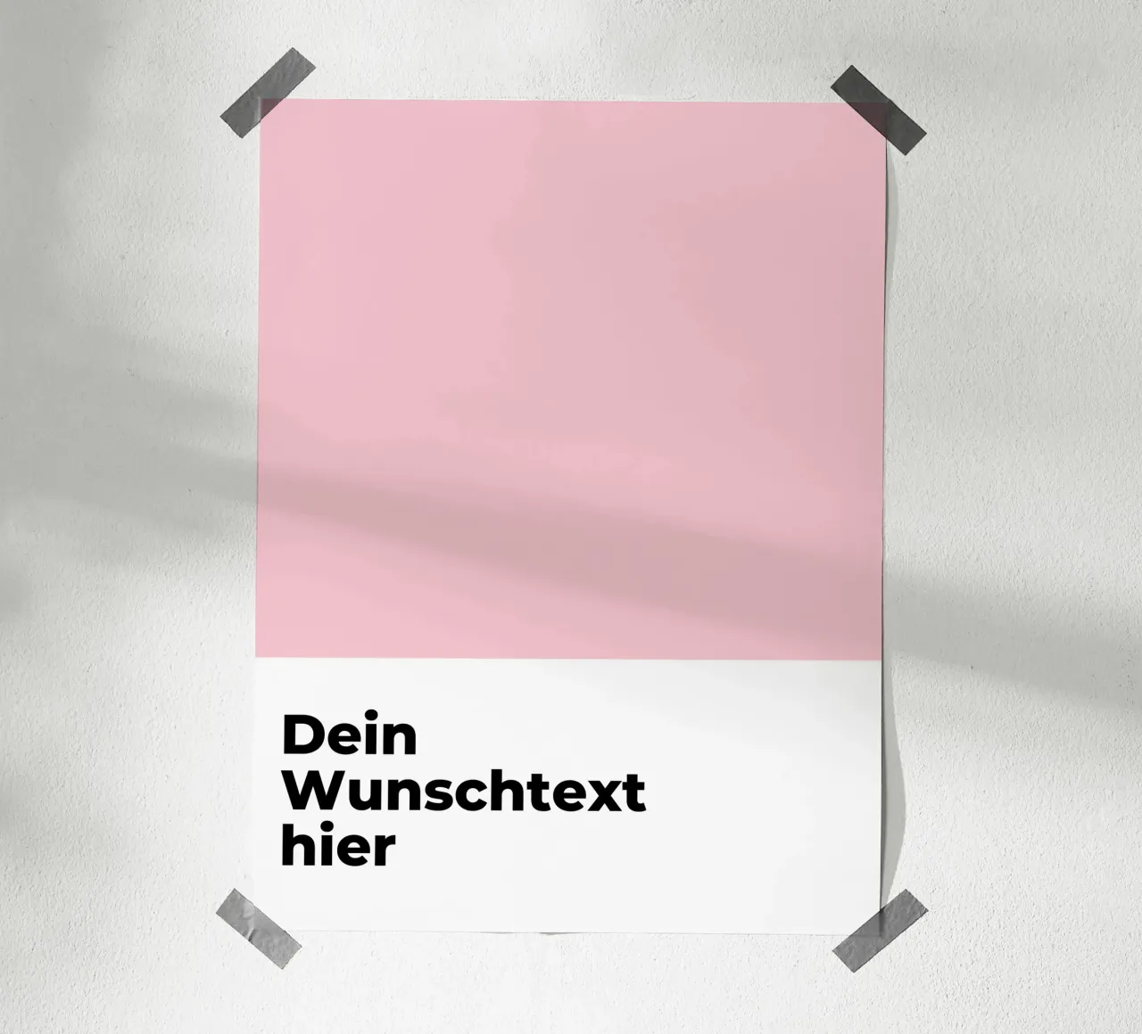 Wunschtext - geometrisch pink poster con telaio in legno da WORTSPIEL