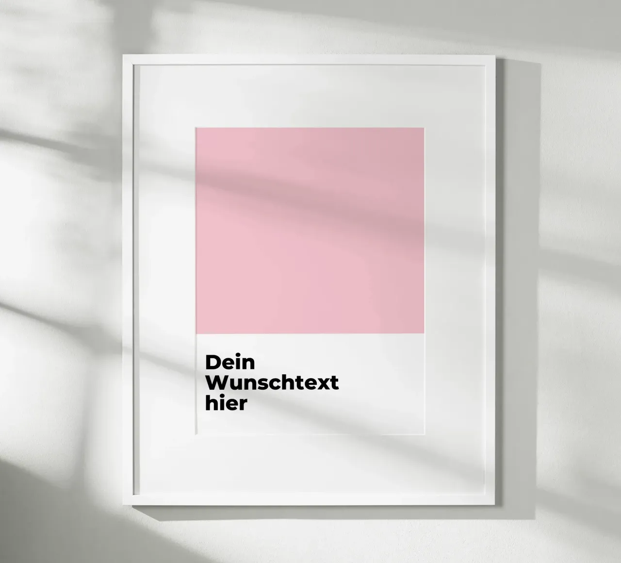 Wunschtext - geometrisch pink poster con telaio in legno da WORTSPIEL