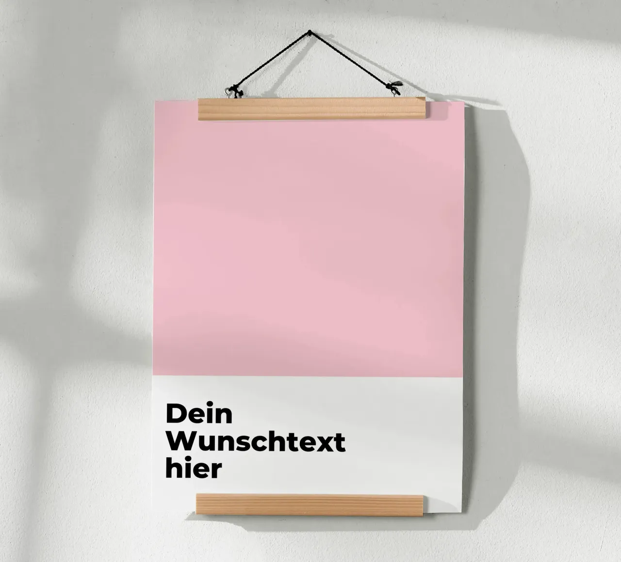 Wunschtext - geometrisch pink poster con telaio in legno da WORTSPIEL