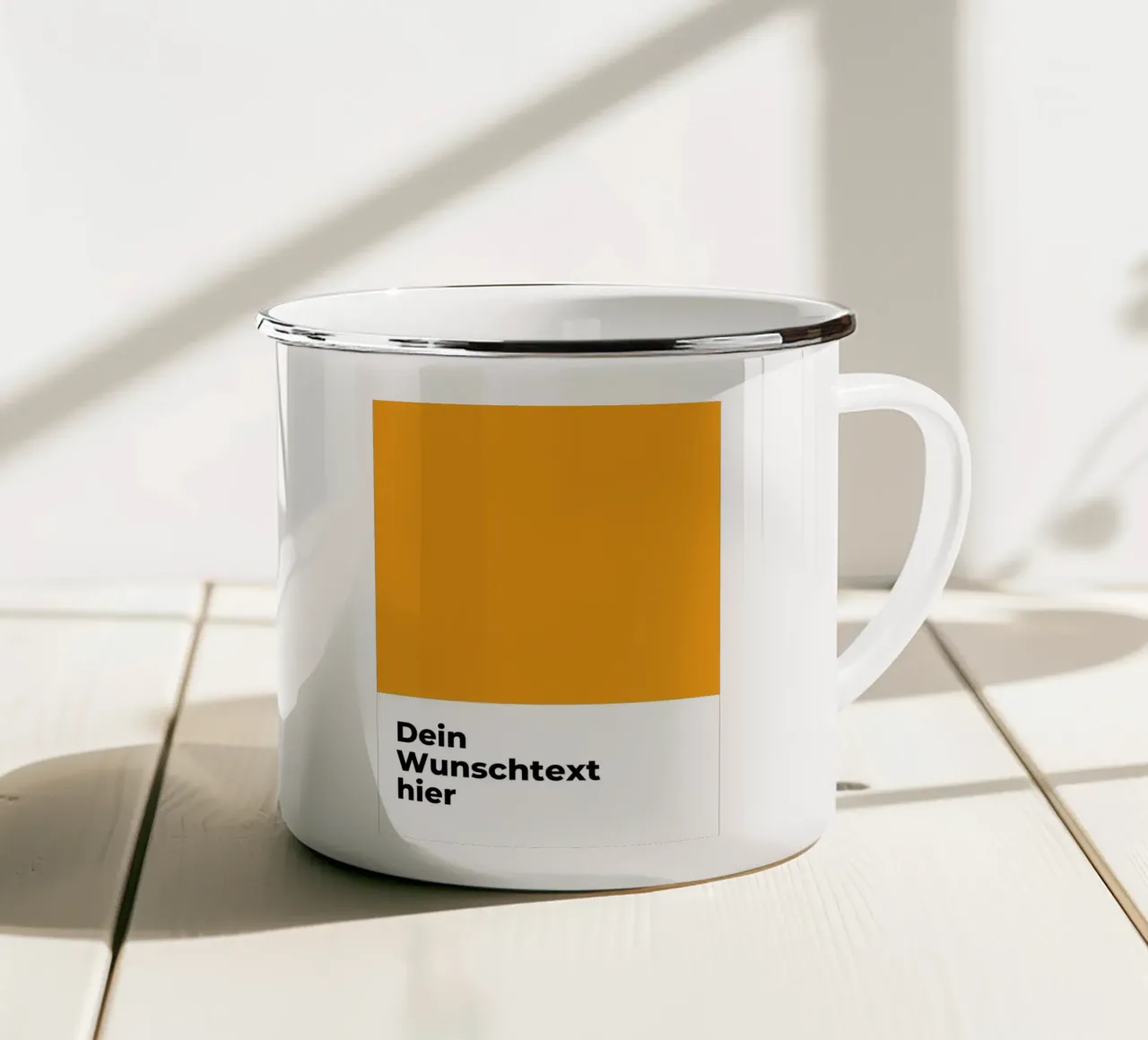 Wunschtext - geometrisch orange tazza in smalto da WORTSPIEL