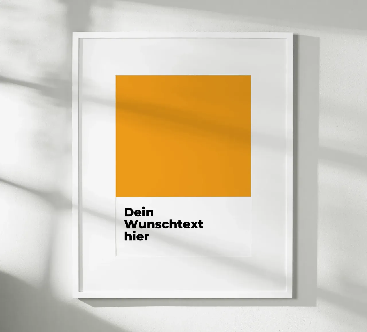 Wunschtext - geometrisch orange poster con telaio in legno da WORTSPIEL