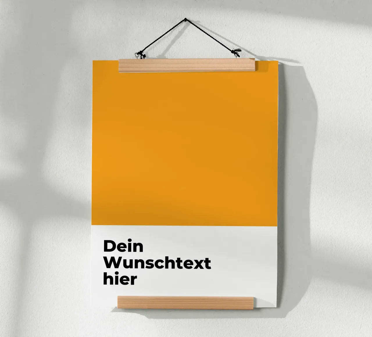 Wunschtext - geometrisch orange poster con telaio in legno da WORTSPIEL