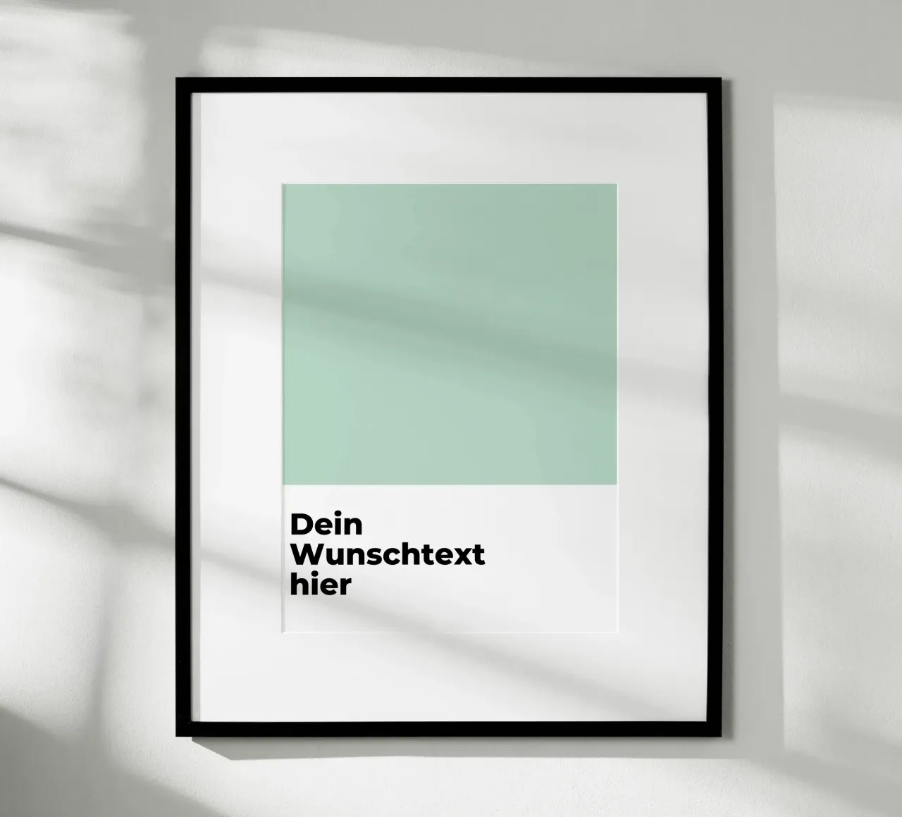 Wunschtext - geometrisch grün poster con telaio in plastica da WORTSPIEL