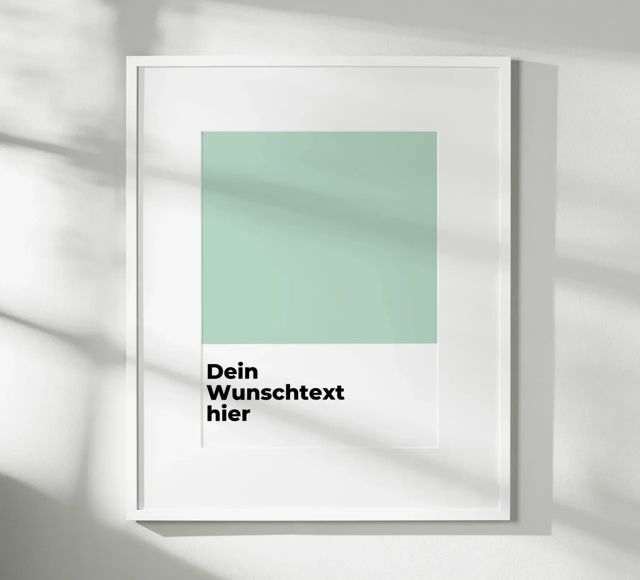 Wunschtext - geometrisch grün poster con telaio in plastica da WORTSPIEL