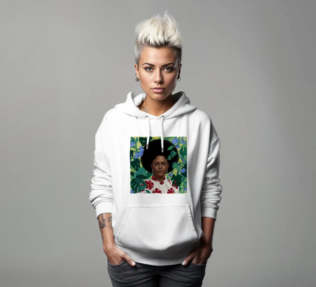 Maestà floreale afro felpa con cappuccio da Aether Brush