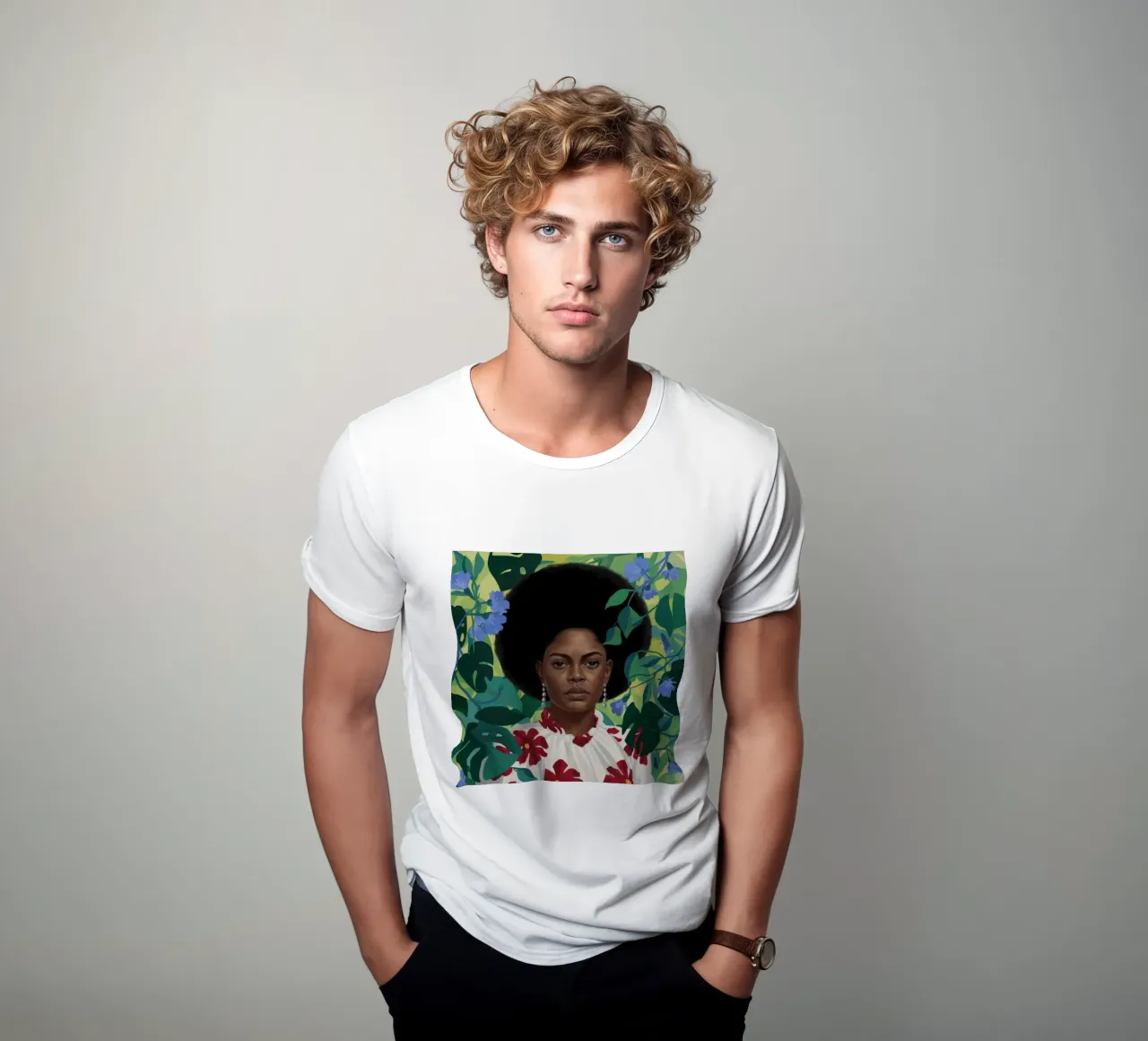 Maestà floreale afro t-shirt da Aether Brush