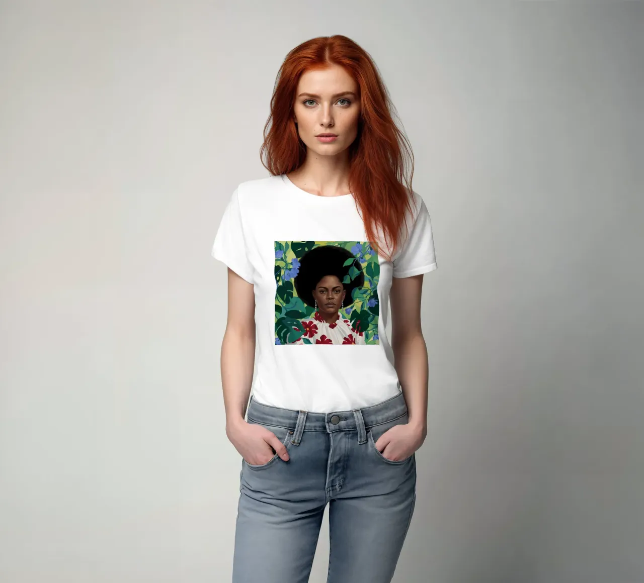 Maestà floreale afro t-shirt da Aether Brush