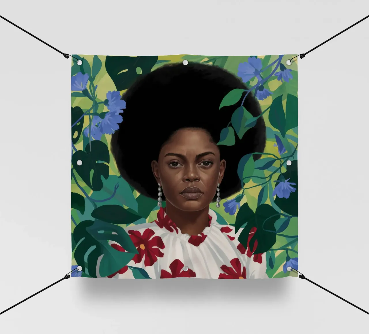 Maestà floreale afro telo in pvc da Aether Brush