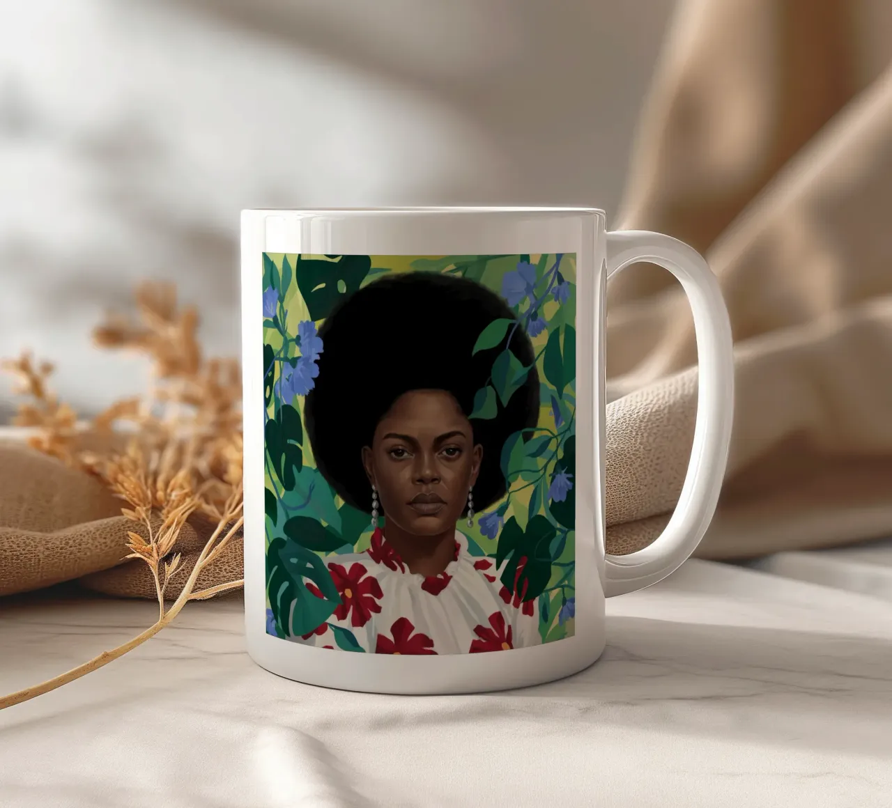 Maestà floreale afro tazza in ceramica da Aether Brush