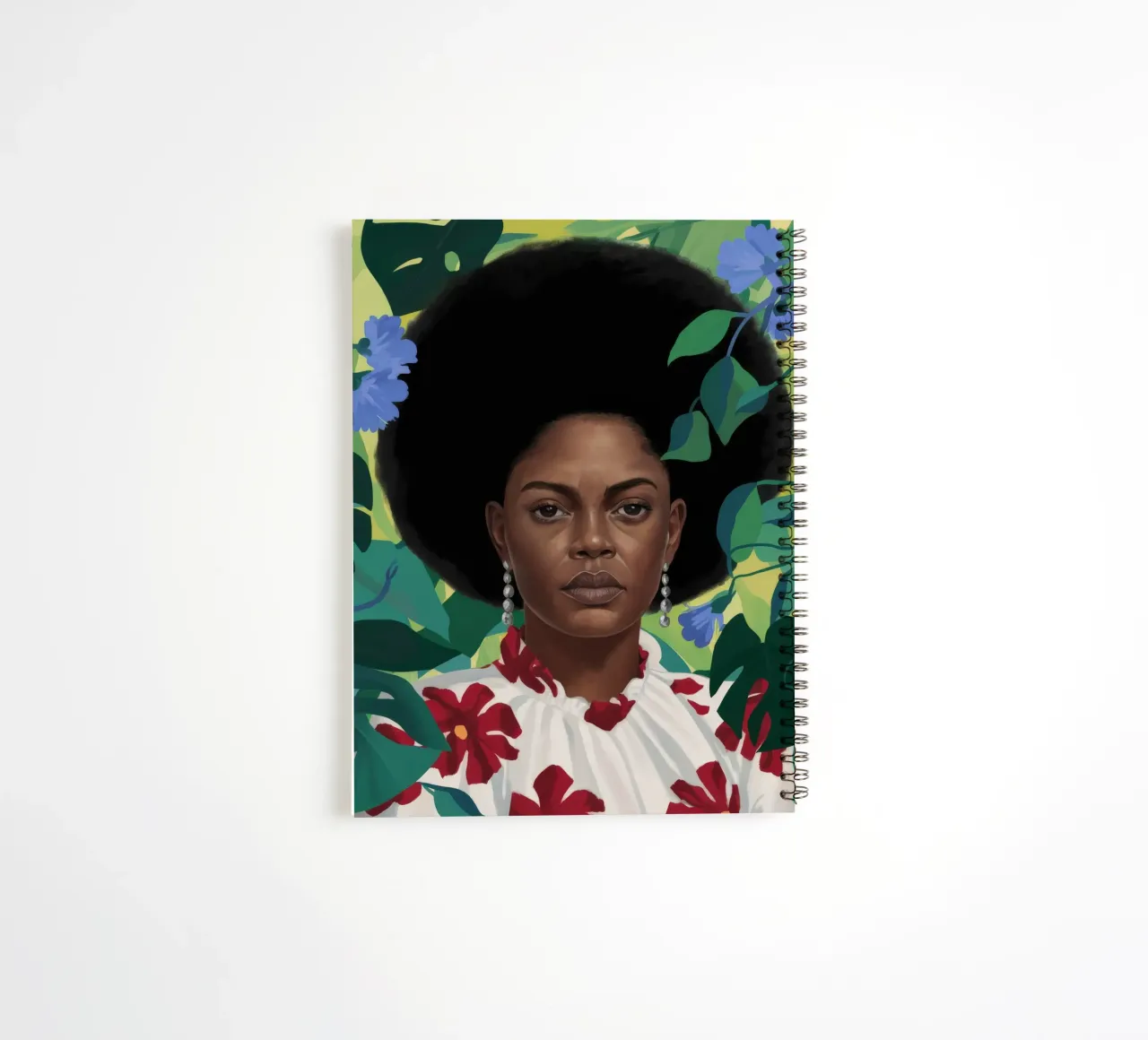 Afro Floral Majesty spiral notebook by Aether Brush