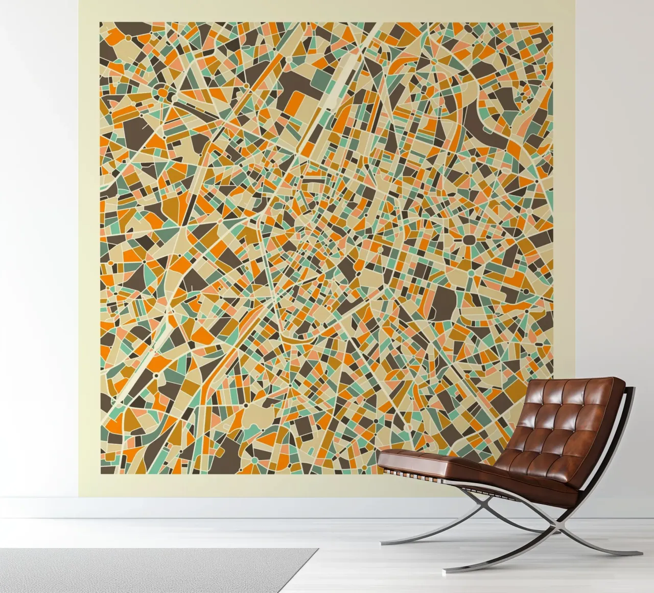 Brussels Map fotobehang van Jazzberry Blue