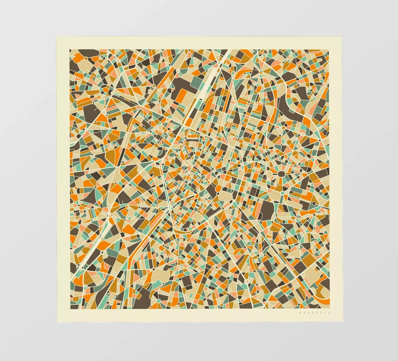 Brussels Map fotobehang van Jazzberry Blue