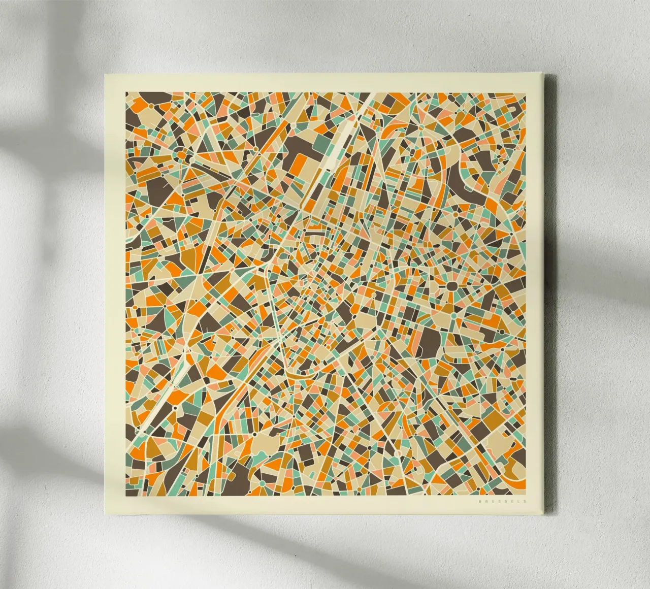 Mappa di Bruxelles tela con Cornice a cassetta da Jazzberry Blue