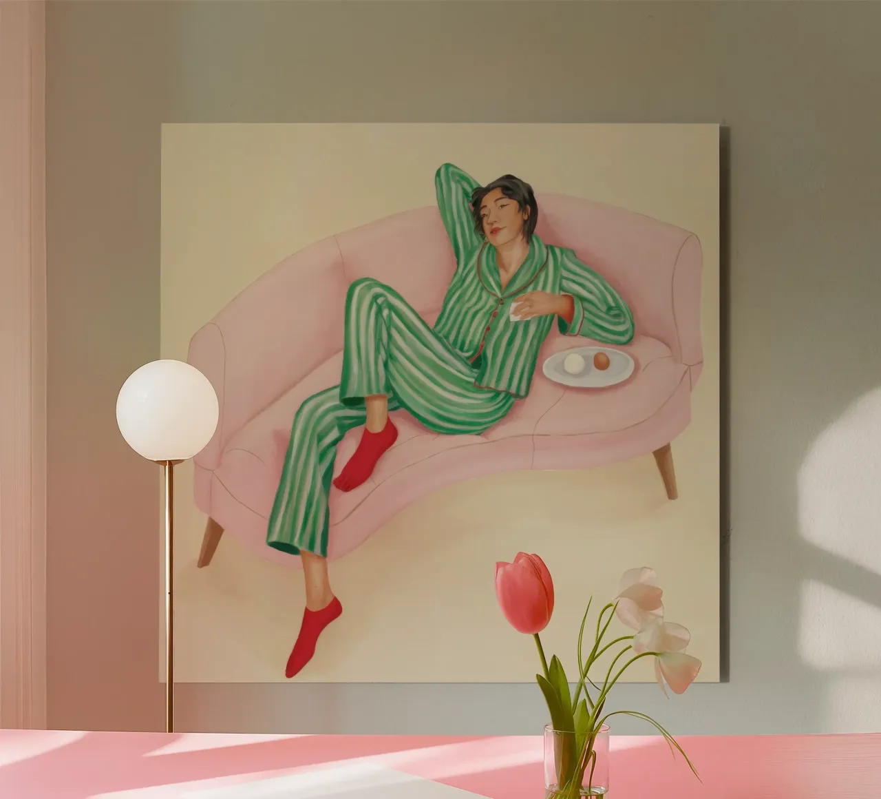 Gelassene Pyjama-Eleganz Forex-Platte von Aether Brush