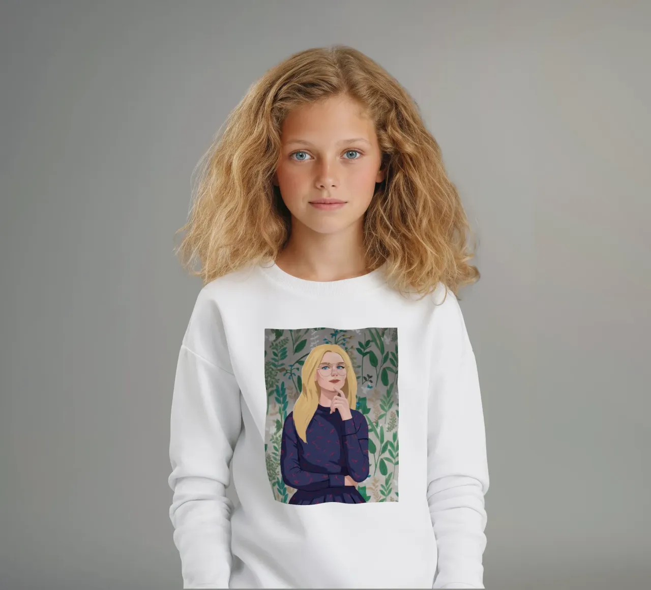 Contemplative Floral Harmony kids sweatshirt by Aether Brush