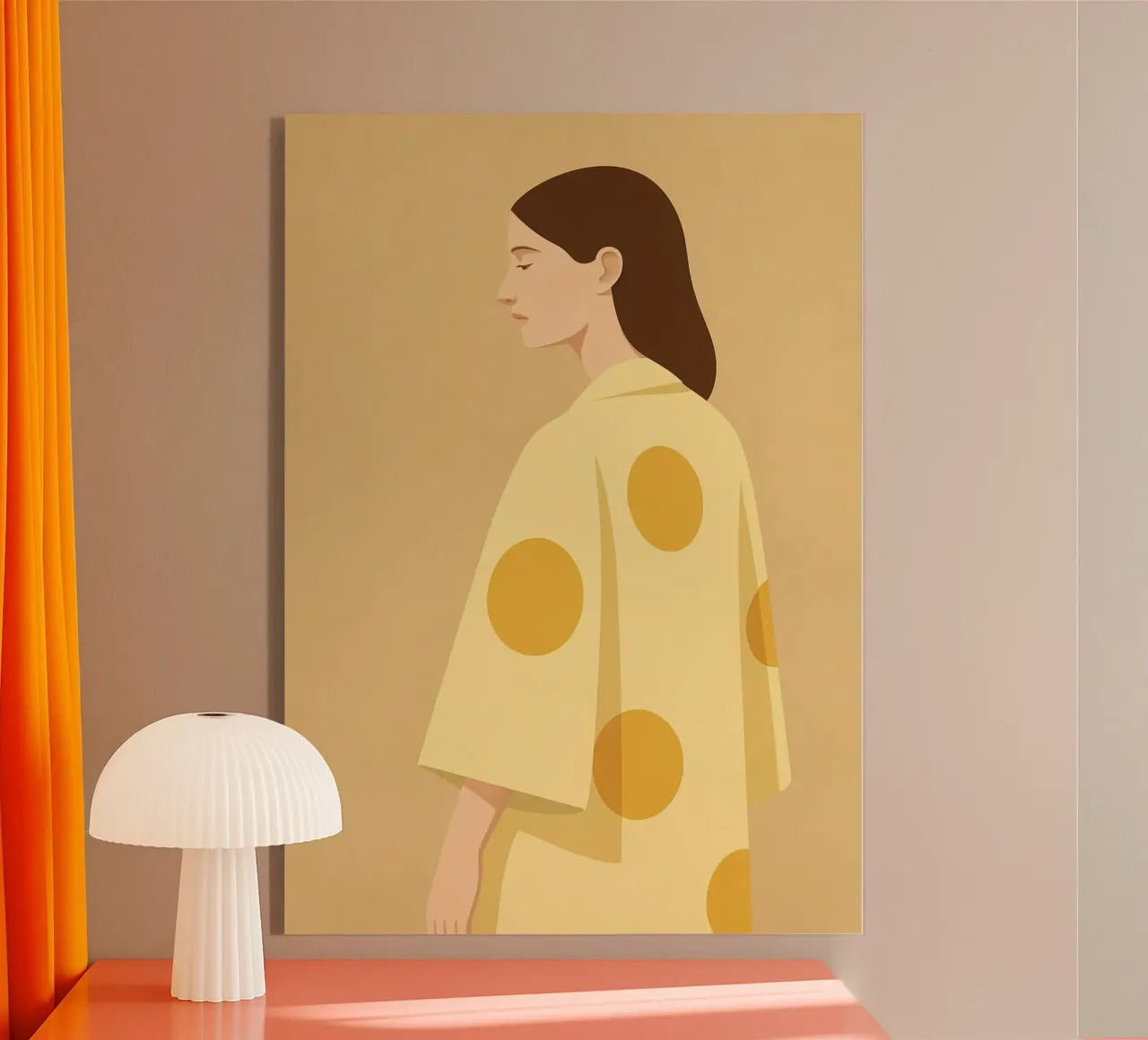 Serene Portrait in Yellow Robe metacrilato de Mosaic Dialogue