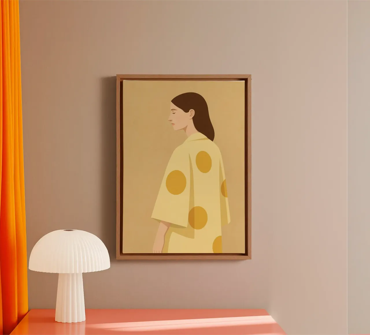 Serene Portrait in Yellow Robe tela con Cornice a cassetta da Mosaic Dialogue