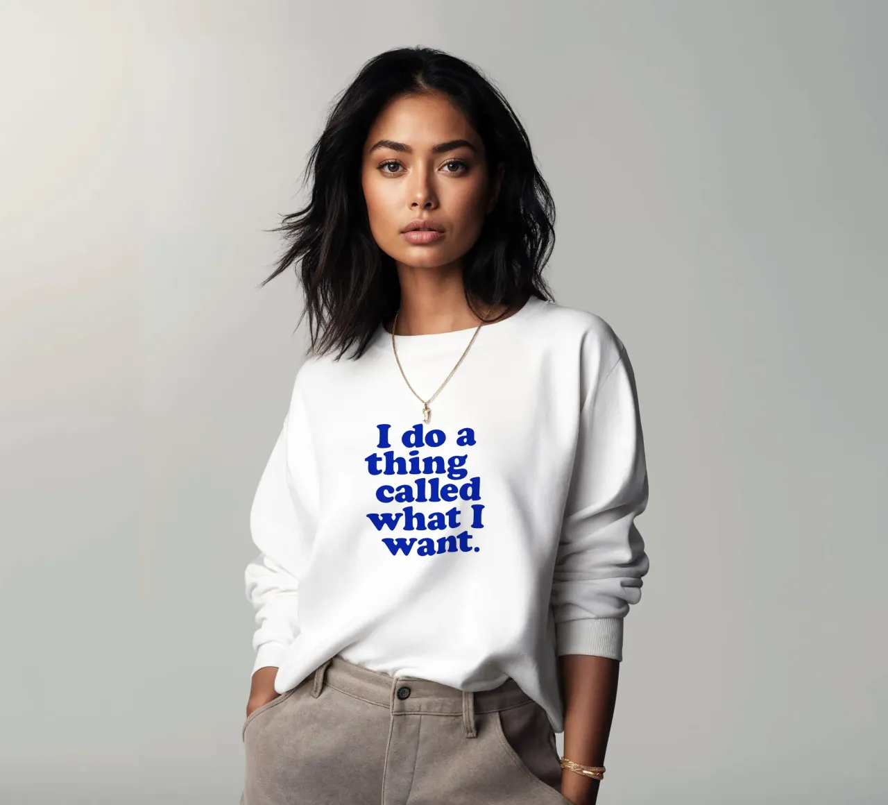 Stampa tipografica di I Do a Thing Called What I Want Rosa Blu felpa da THE MOTIVATED TYPE
