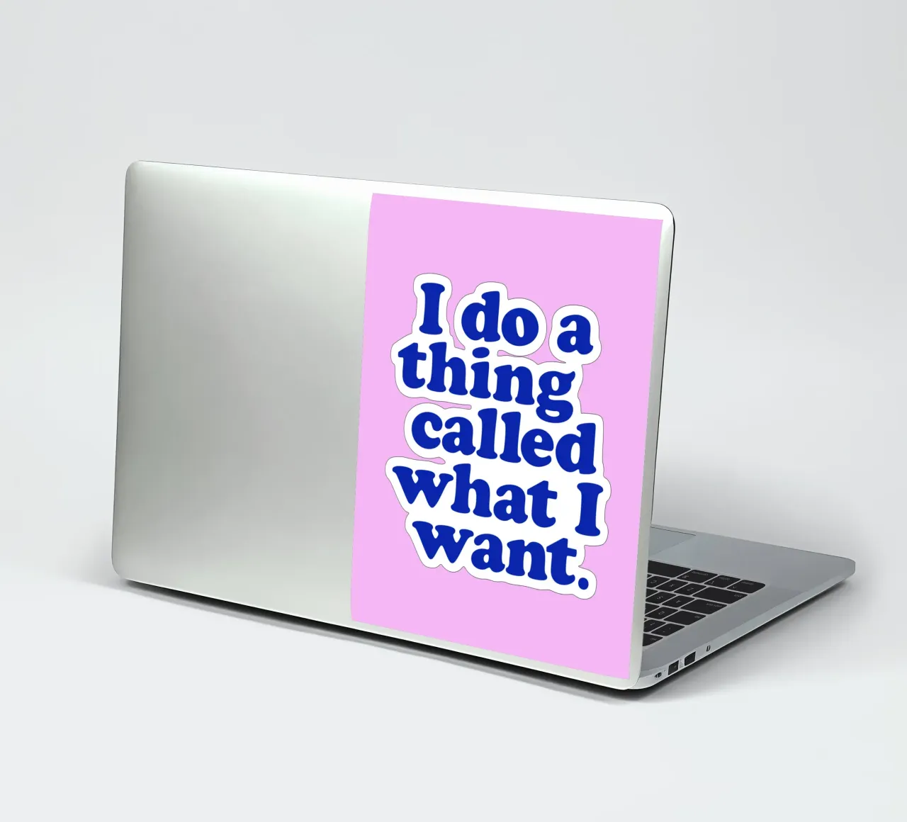 I Do a Thing Called What I Want Typography Print Pink Blue sticker by THE MOTIVATED TYPE