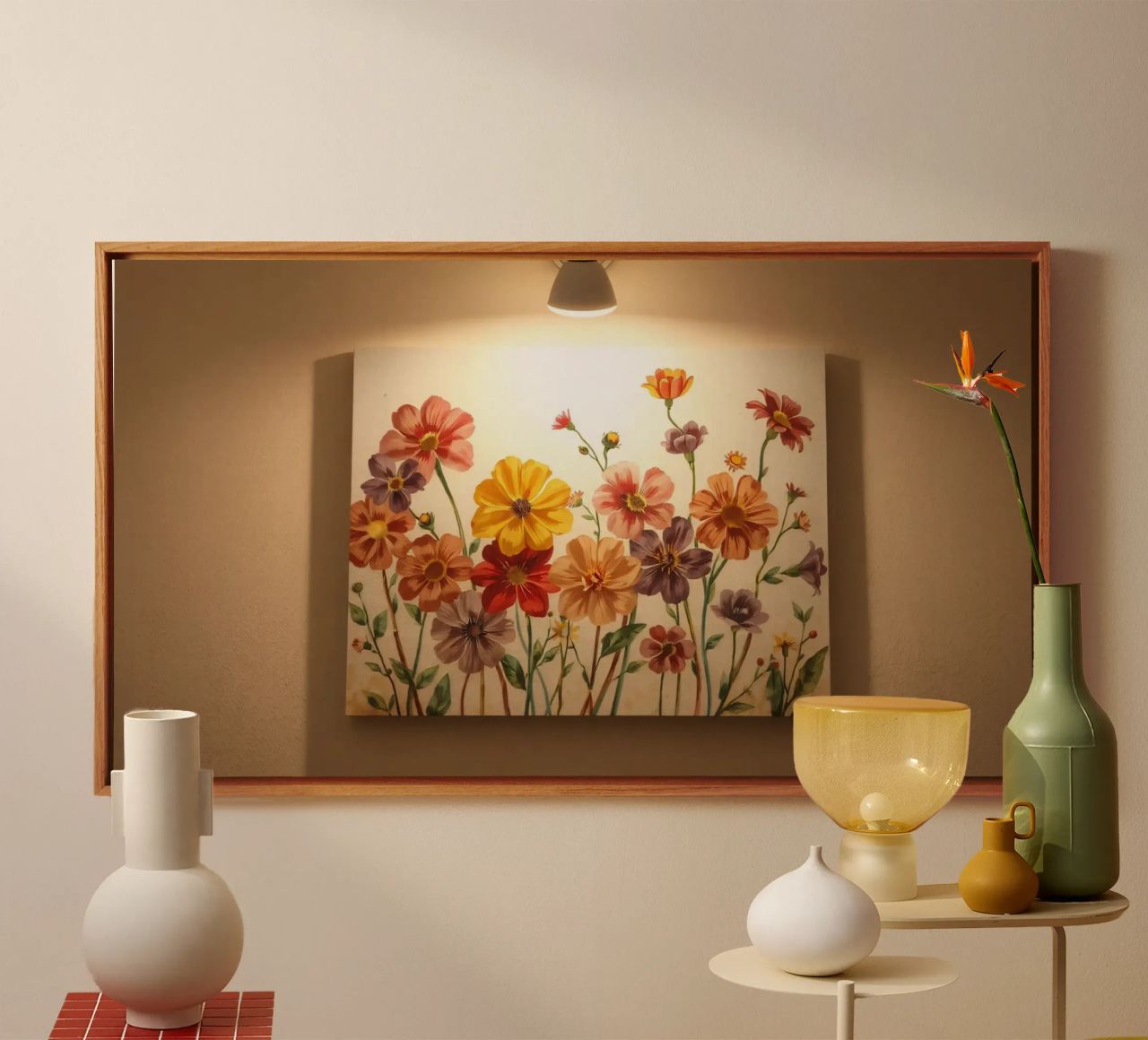 Lebendige florale Kunstwerke an einer Wand Leinwand von DesignDoodle