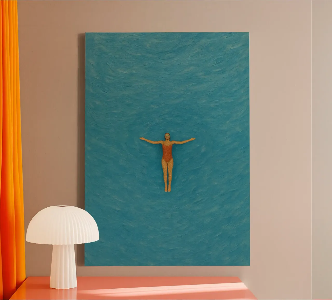 Azure Drift in Liquid Stillness canvas met Baklijst van Mosaic Dialogue