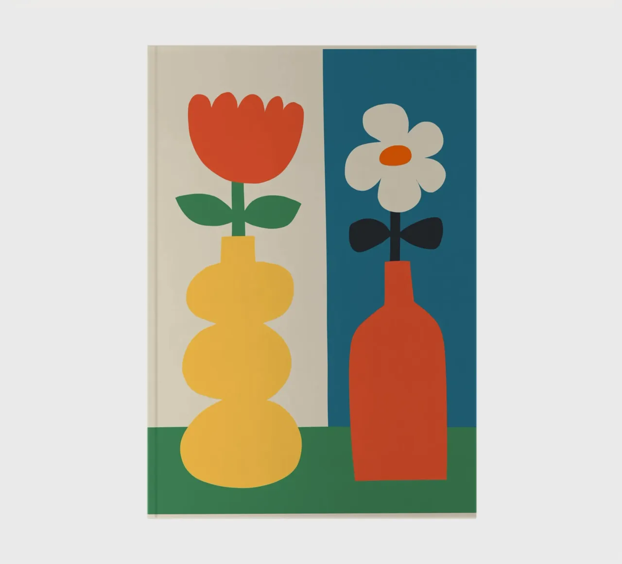 Modern Geometric Art Print Colourful Vases & Flowers notebook by THE MOTIVATED TYPE