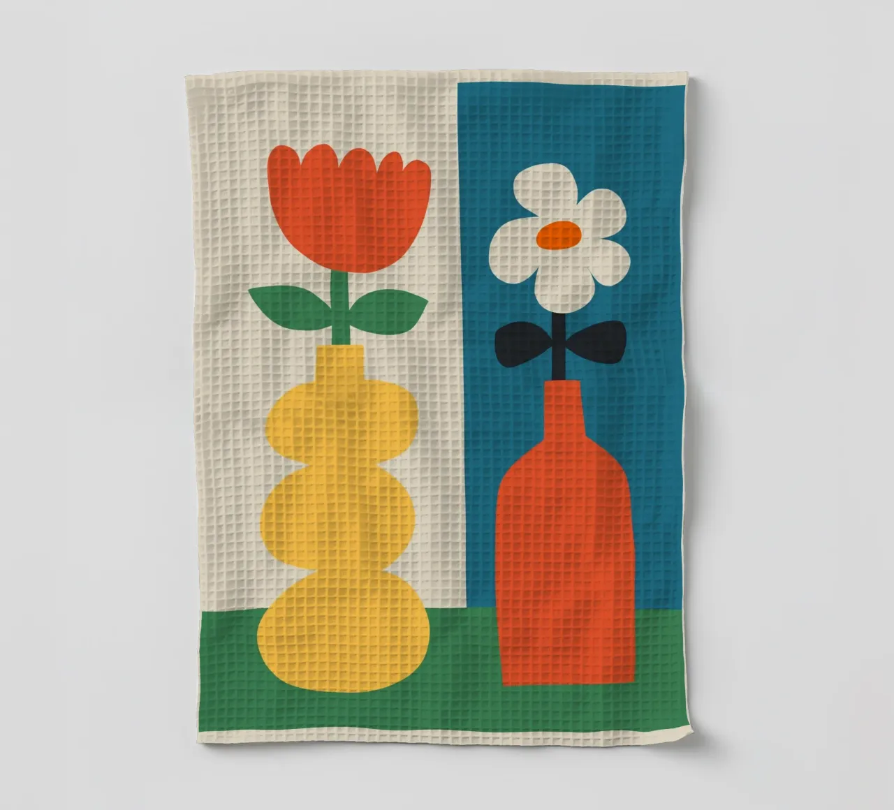 Impresión Geométrica Moderna Jarrones y Flores de Colores paño de cocina de THE MOTIVATED TYPE