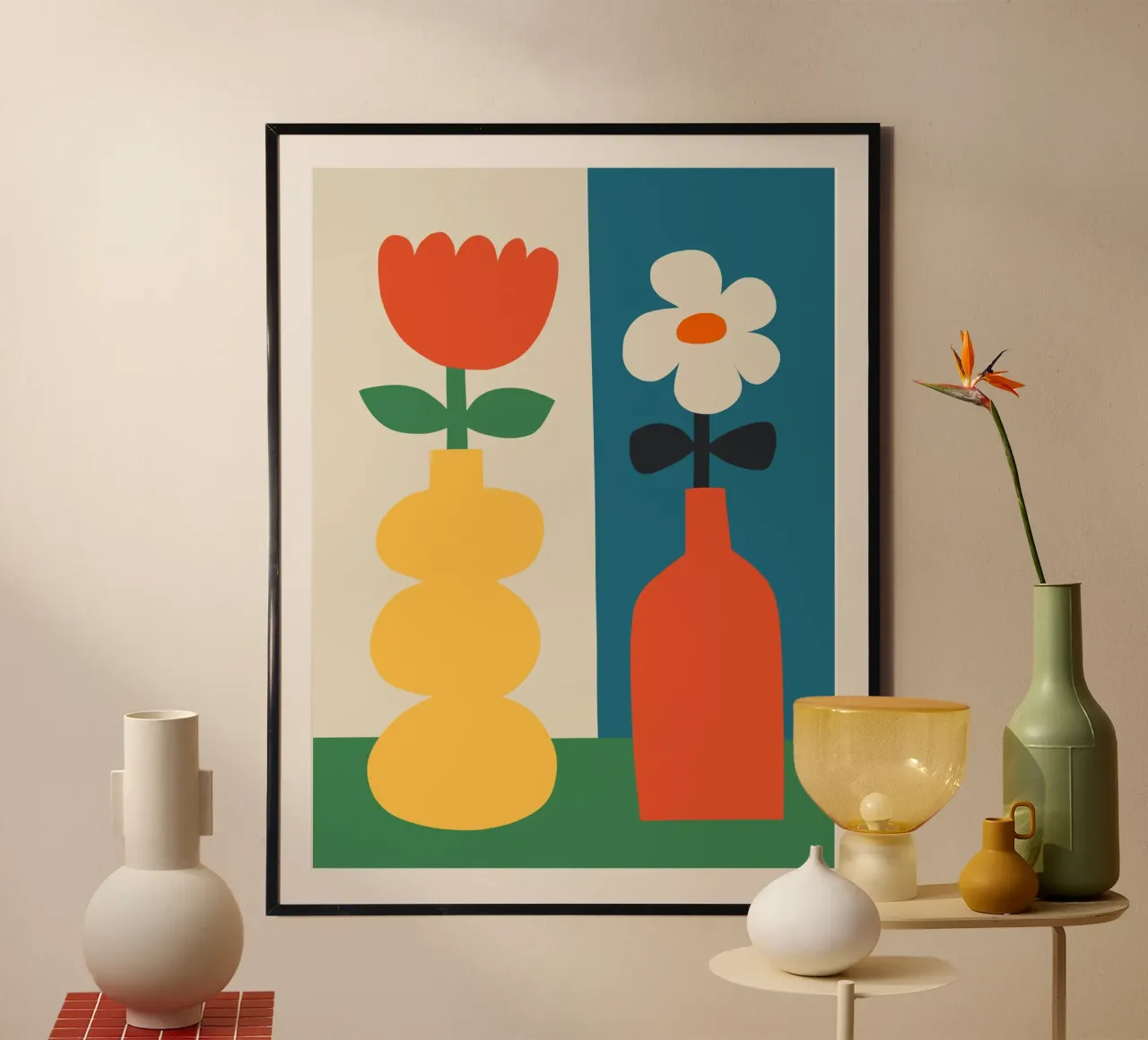 Impresión Geométrica Moderna Jarrones y Flores de Colores hahnemühle de THE MOTIVATED TYPE