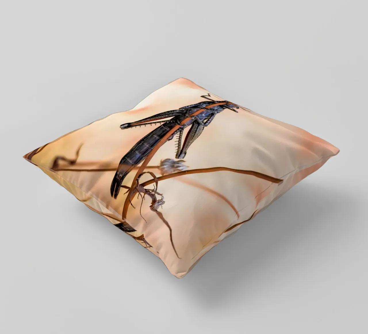 Grasshopper decorative cushion by Tom's Wildlife
