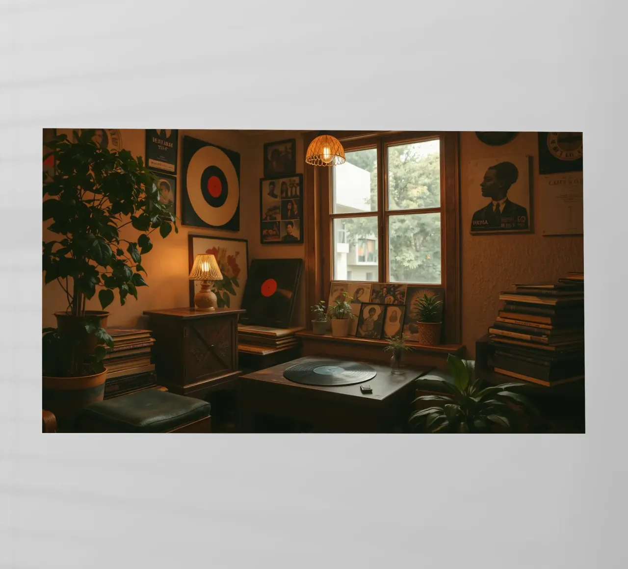Interior design vintage con dischi e piante pellicola backlit da DesignDoodle