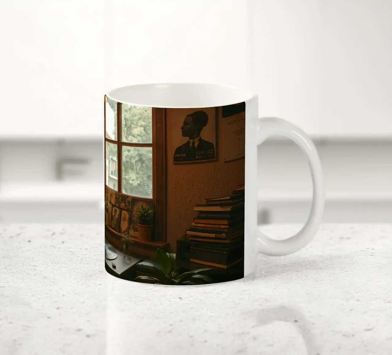 Interior design vintage con dischi e piante tazza in ceramica da DesignDoodle