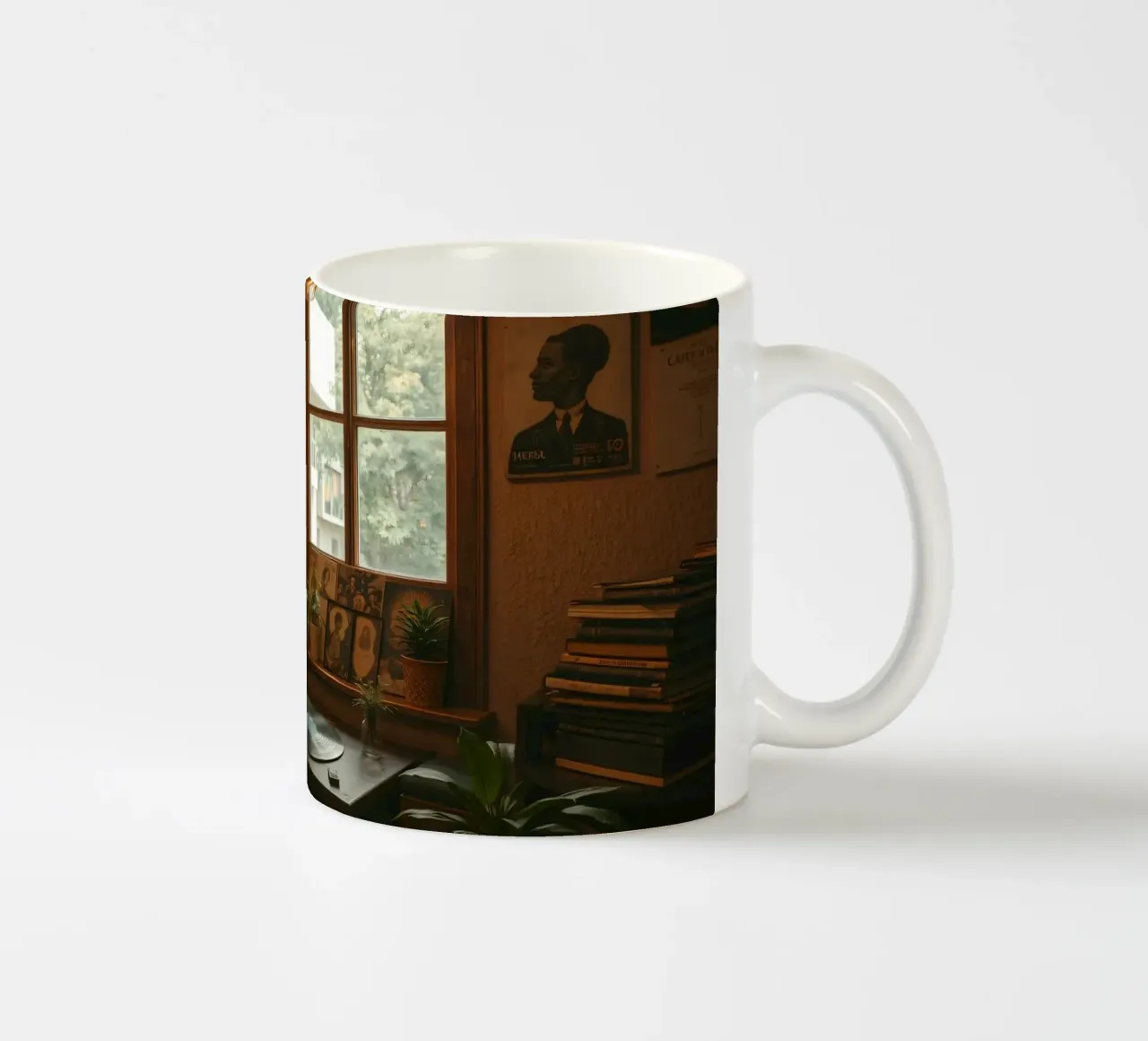 Interior design vintage con dischi e piante tazza in ceramica da DesignDoodle