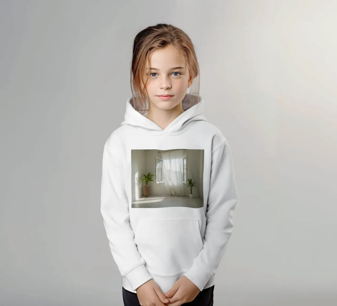 Sunlight streams through open windows into a bright room kids hoodie by DesignDoodle