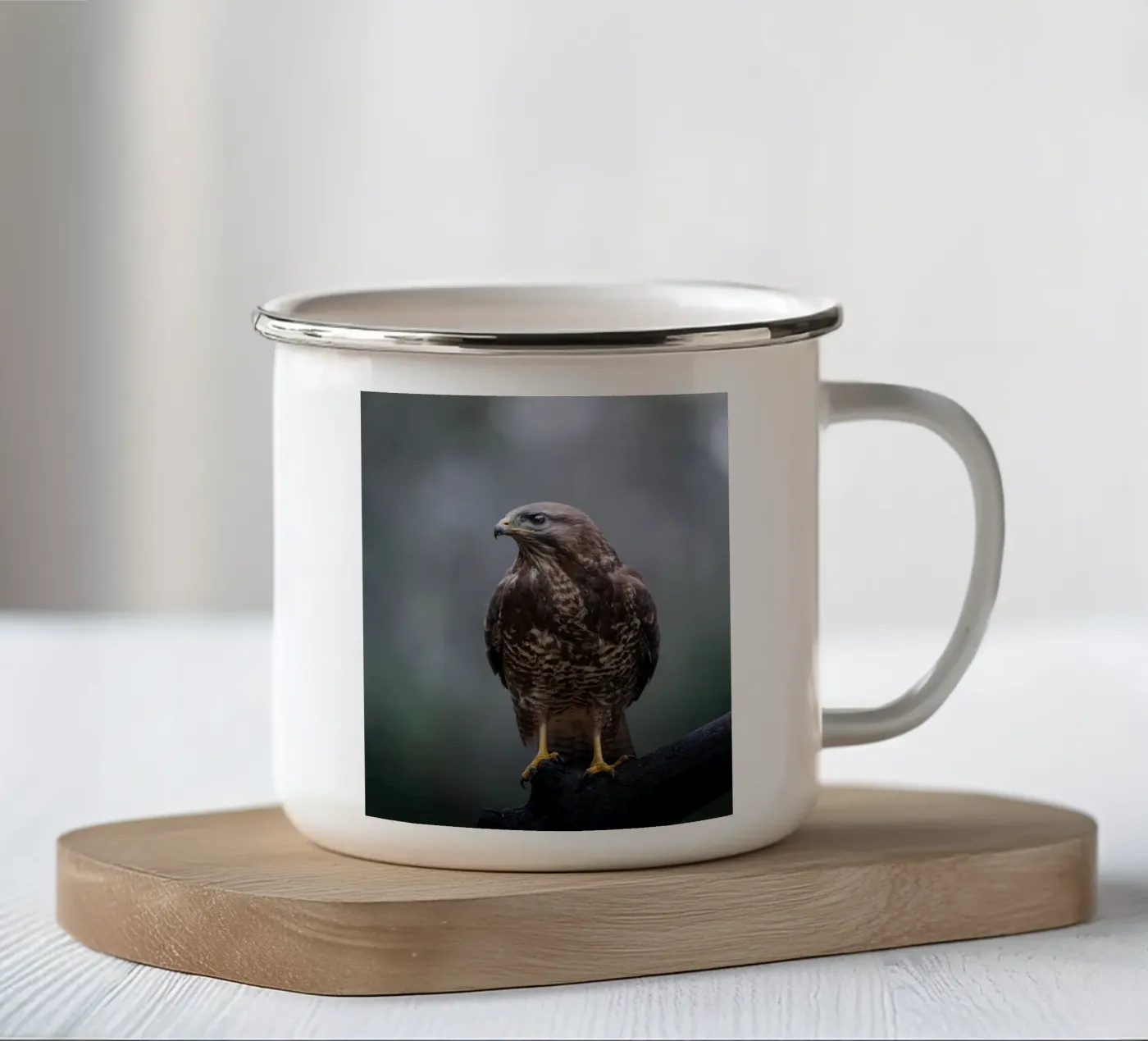 Buzzard enamel mug by Tom's Wildlife