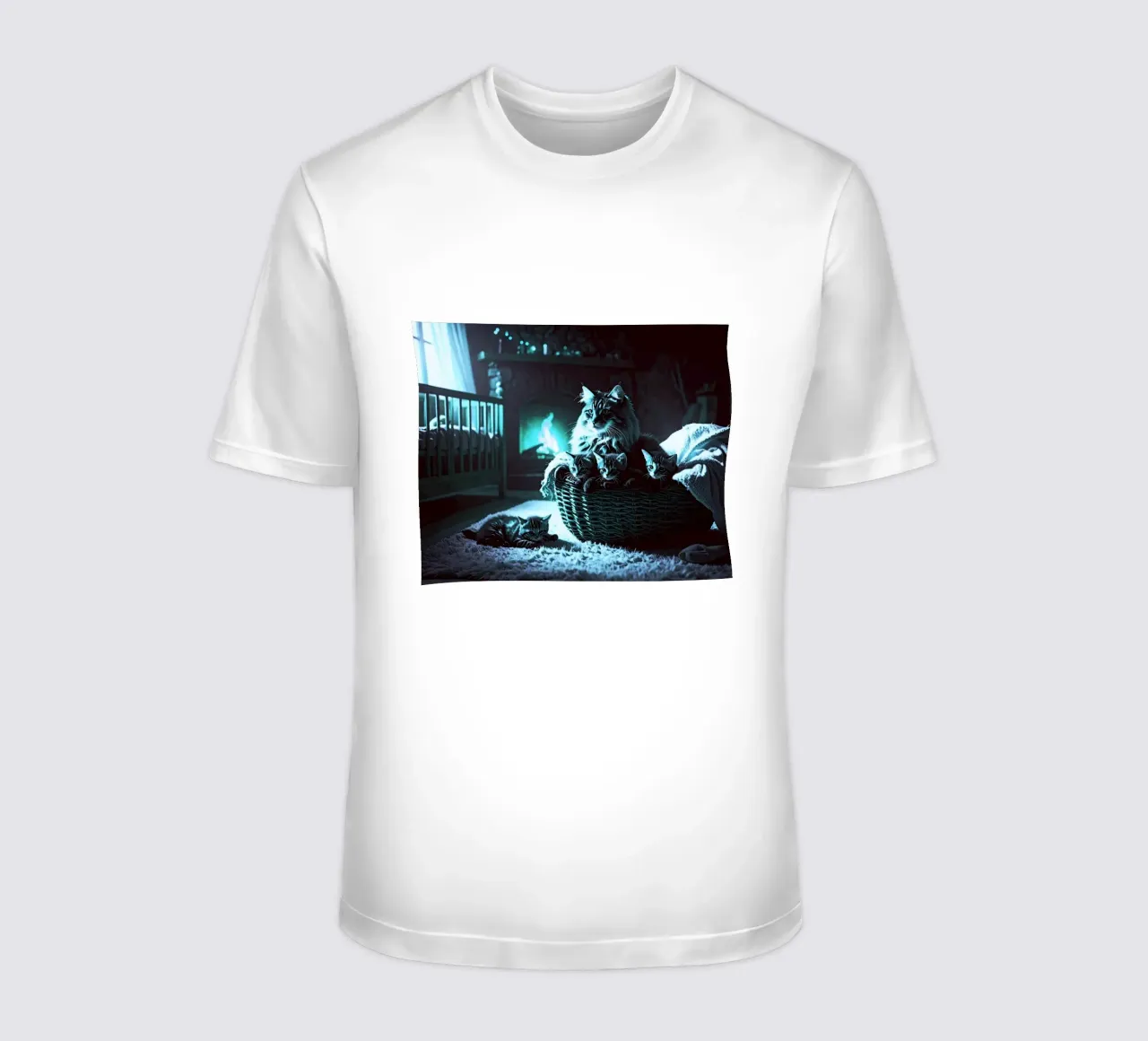CHATTE ET QUATRE CHATONS. Bleu t-shirt da Thierry vobmann photography
