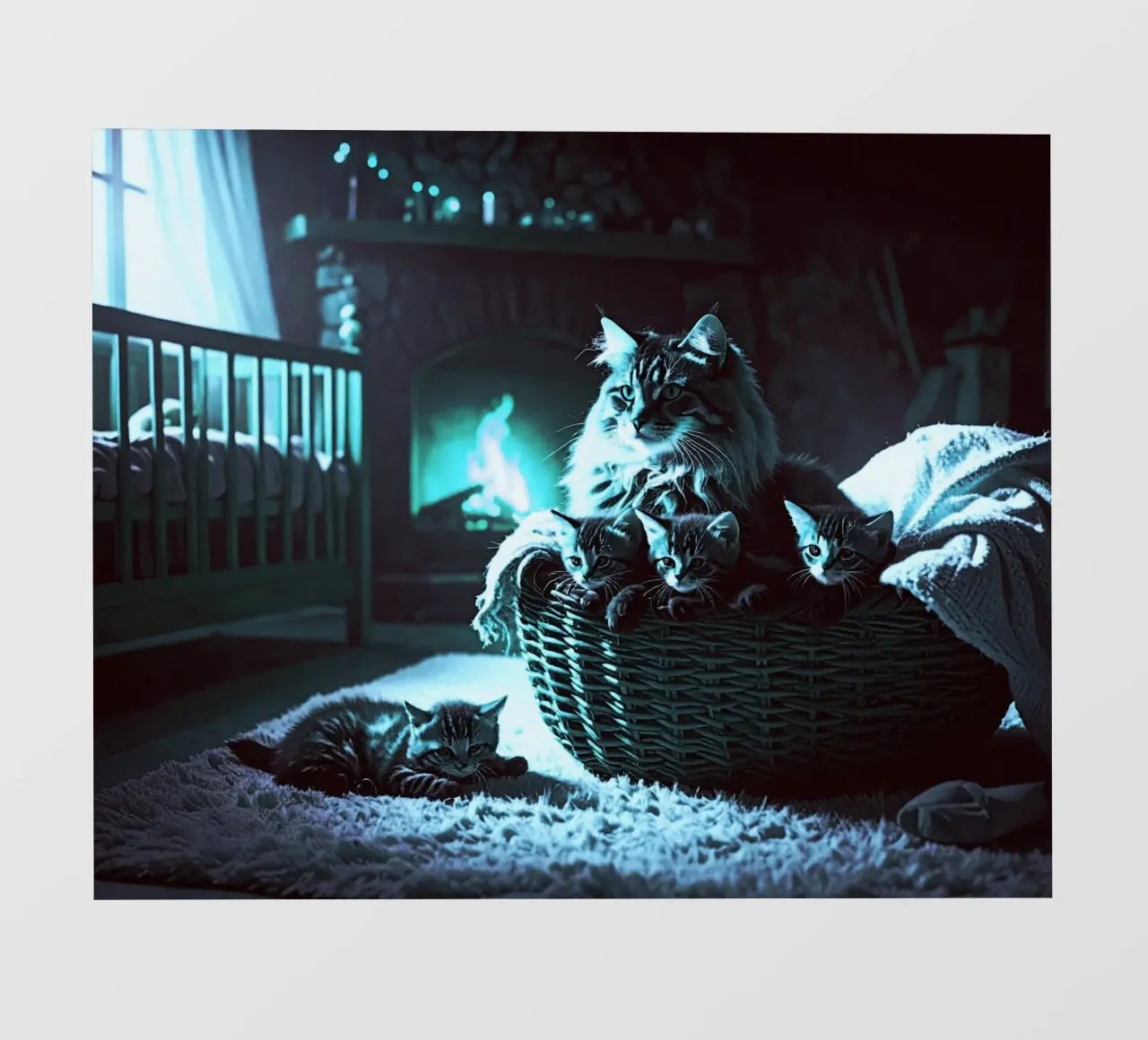 CHATTE ET QUATRE CHATONS. Bleu telo in pvc da Thierry vobmann photography