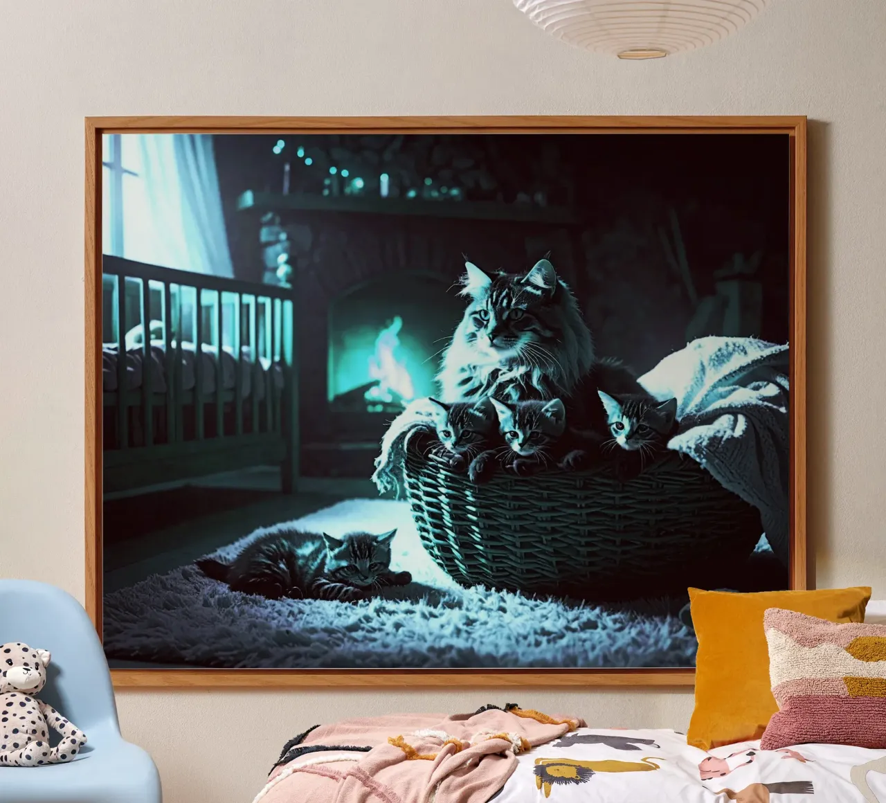 CHATTE ET QUATRE CHATONS. Bleu alluminio dibond da Thierry vobmann photography