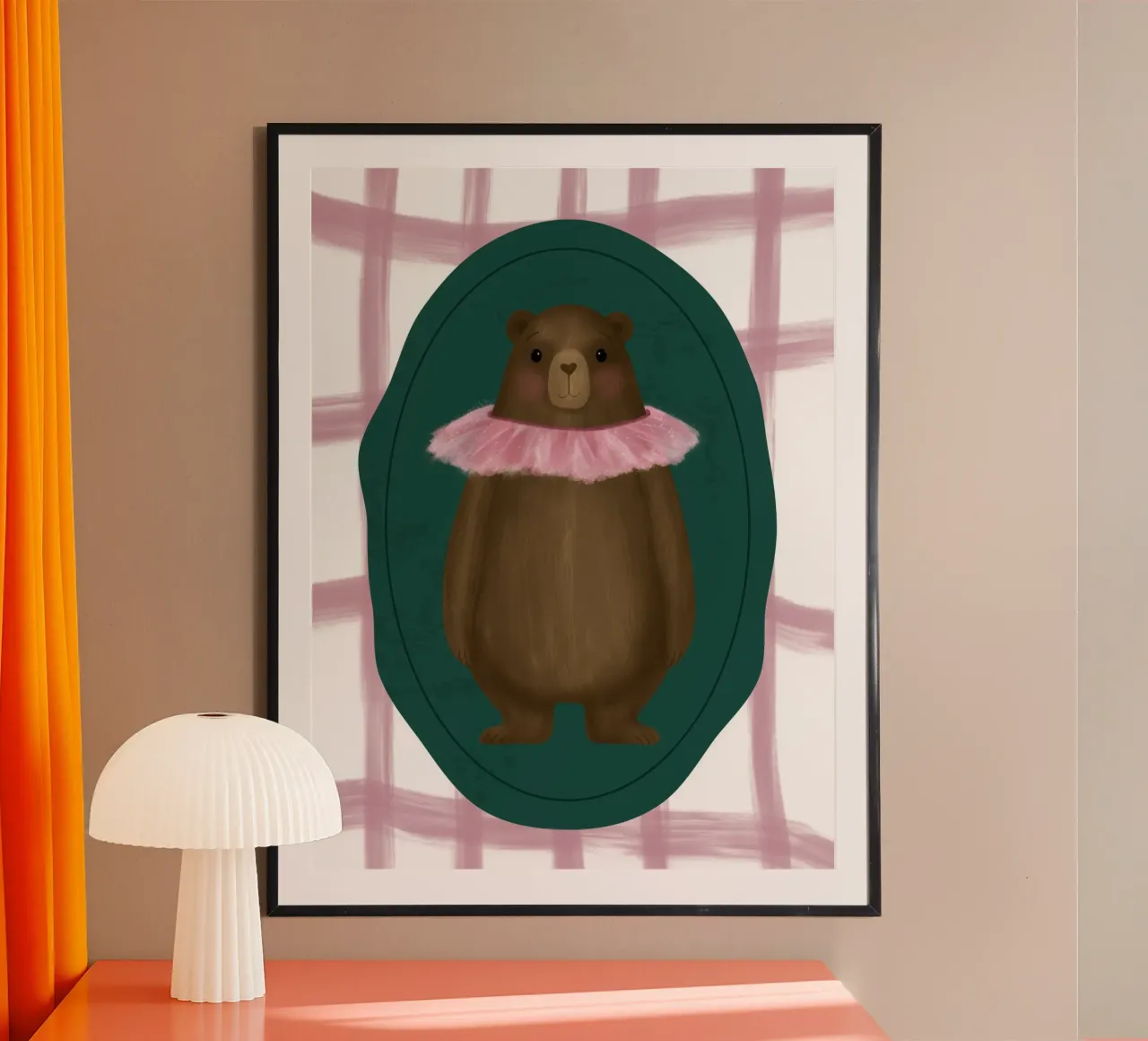 Orso della foresta incantata poster con telaio in alluminio da julia-silvestrow