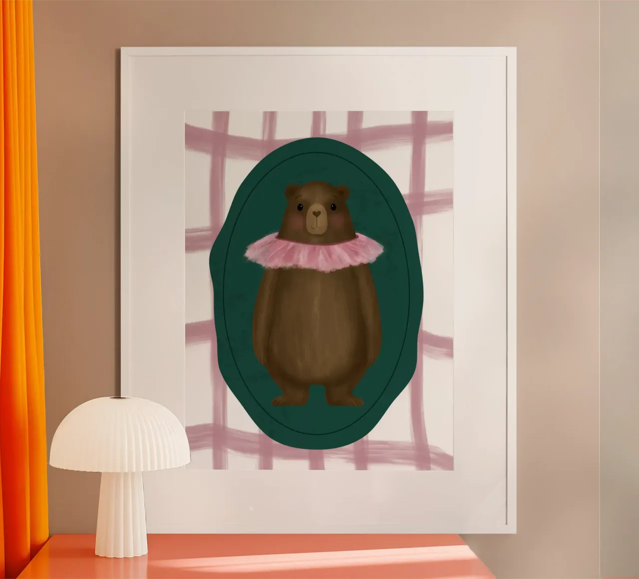 Orso della foresta incantata poster con telaio in alluminio da julia-silvestrow