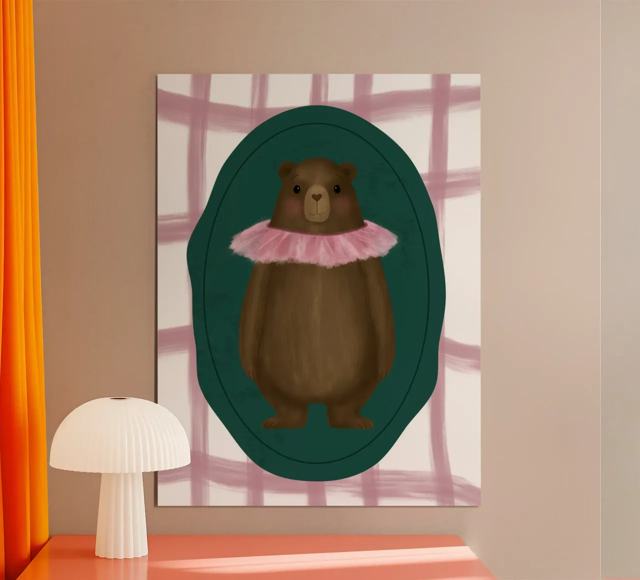 Orso della foresta incantata poster con telaio in alluminio da julia-silvestrow