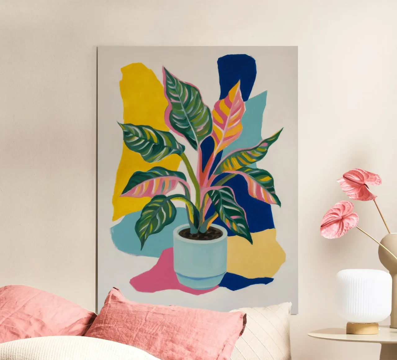 Levendige botanische symfonie poster met aluminium frame van Ebony Carpenter