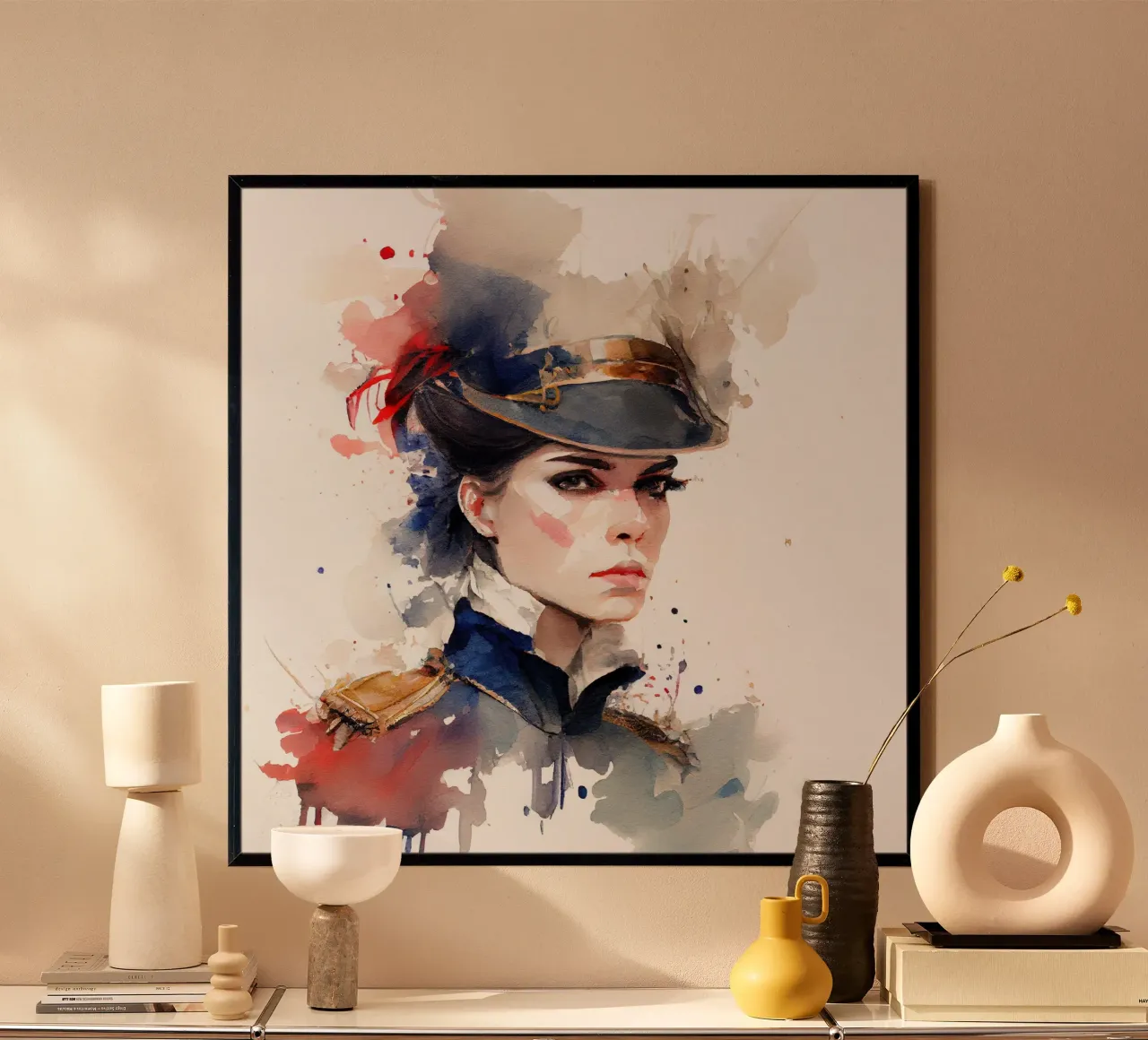 Acquerello Donna soldato napoleonico poster da Chromatic Fusion Studio
