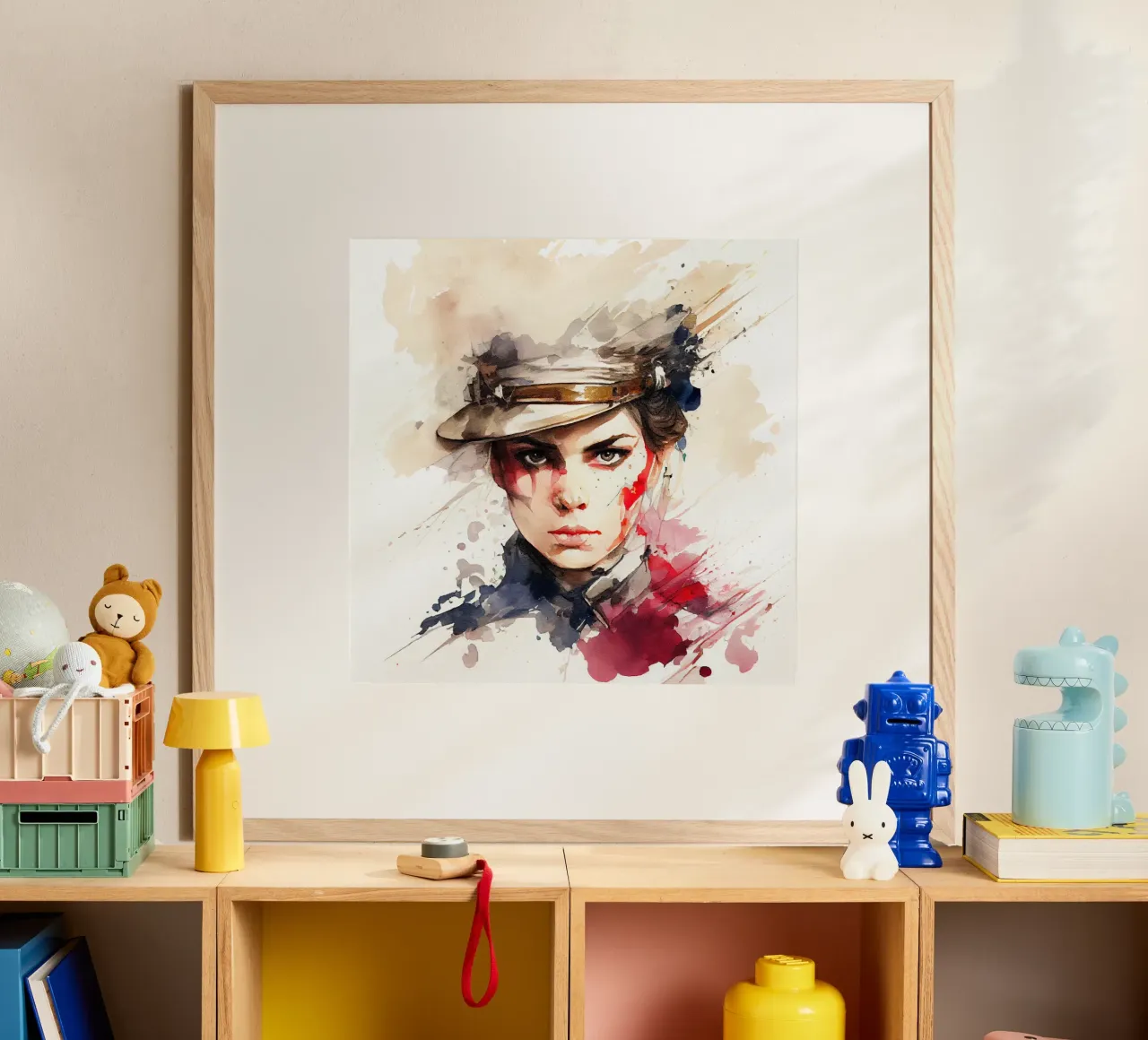 Acquerello Donna soldato napoleonico poster da Chromatic Fusion Studio