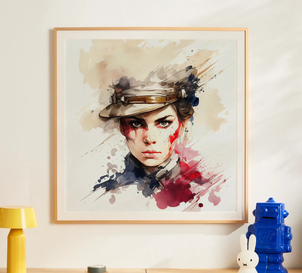 Acquerello Donna soldato napoleonico poster da Chromatic Fusion Studio