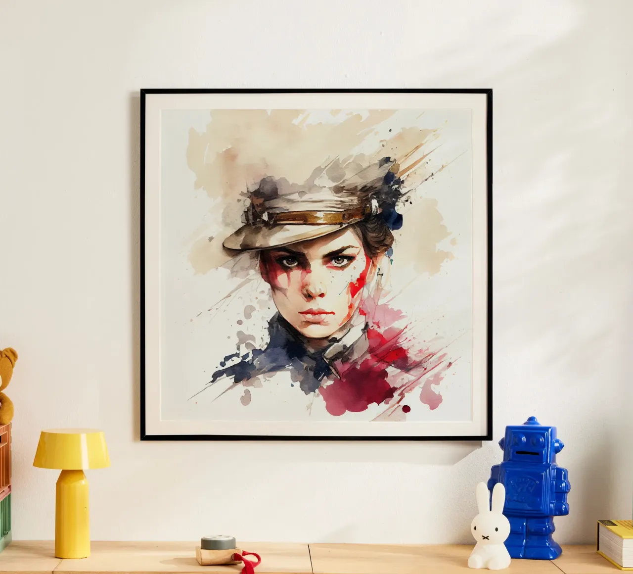 Acquerello Donna soldato napoleonico poster da Chromatic Fusion Studio