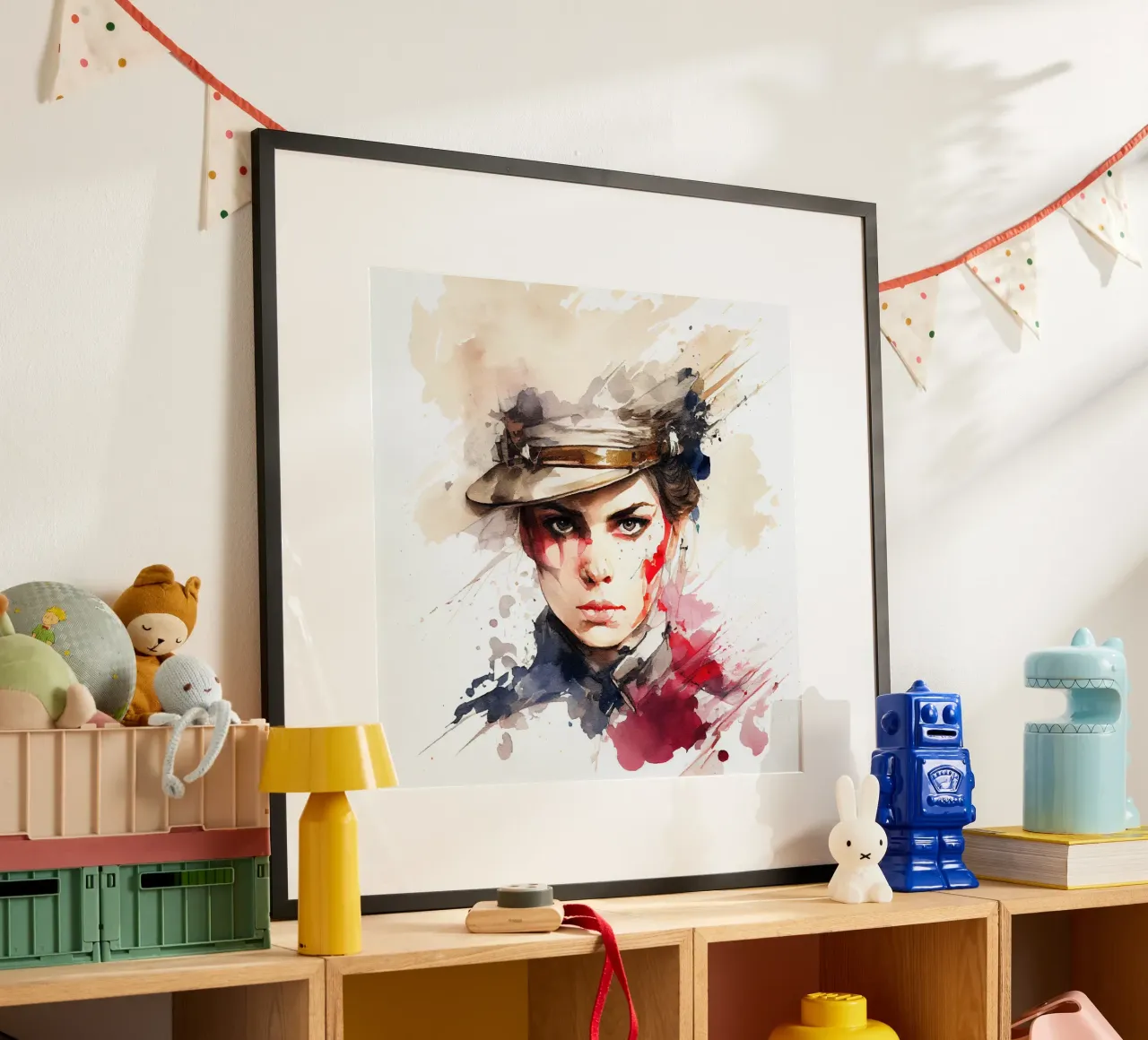 Acquerello Donna soldato napoleonico poster da Chromatic Fusion Studio