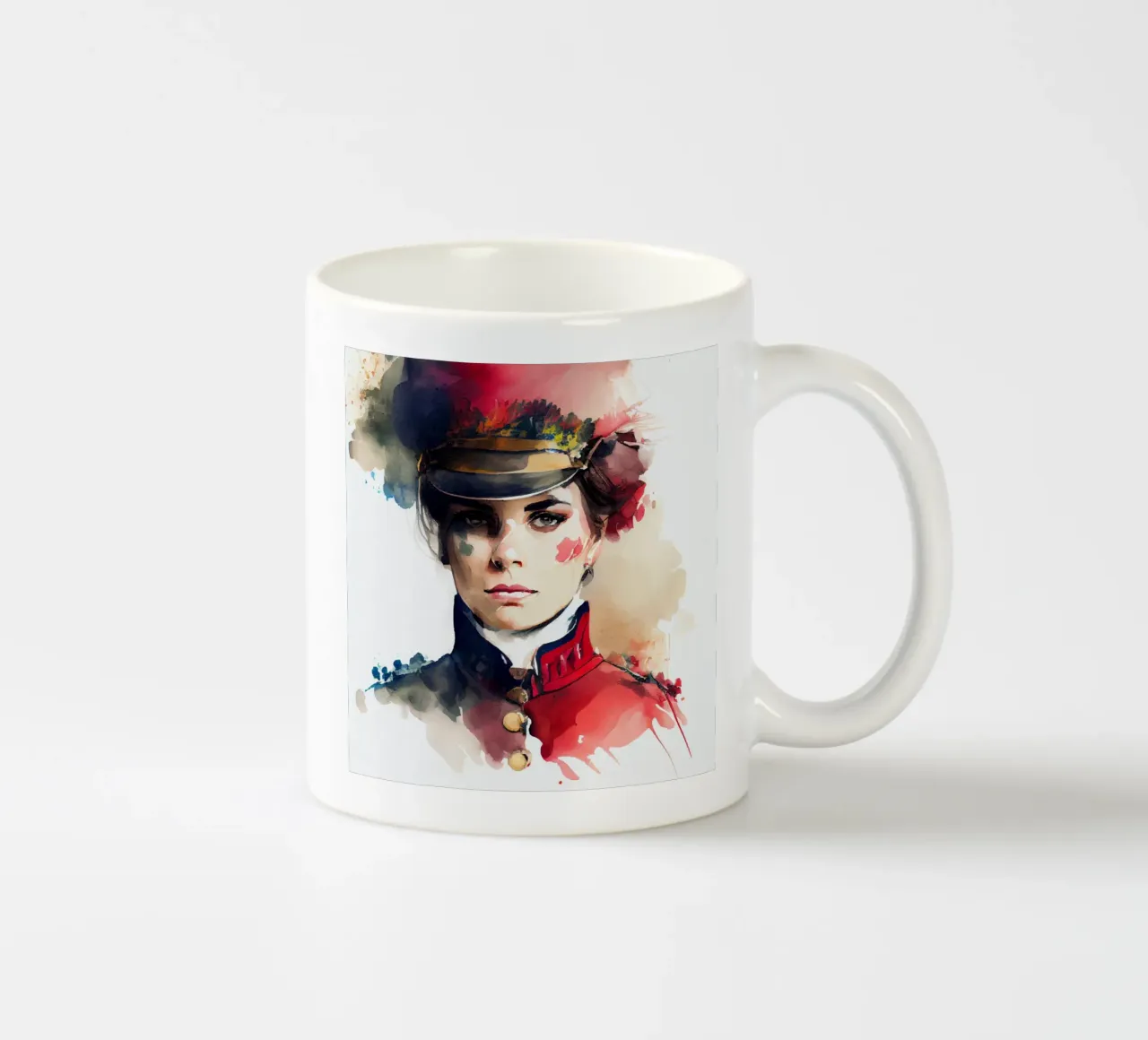 Acquerello Donna soldato napoleonico tazza in ceramica da Chromatic Fusion Studio
