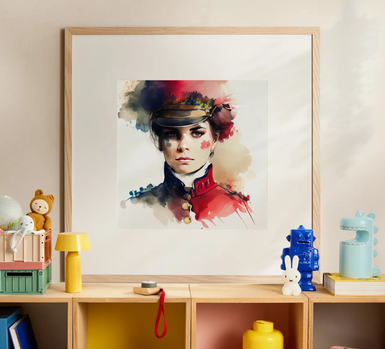 Acquerello Donna soldato napoleonico poster da Chromatic Fusion Studio