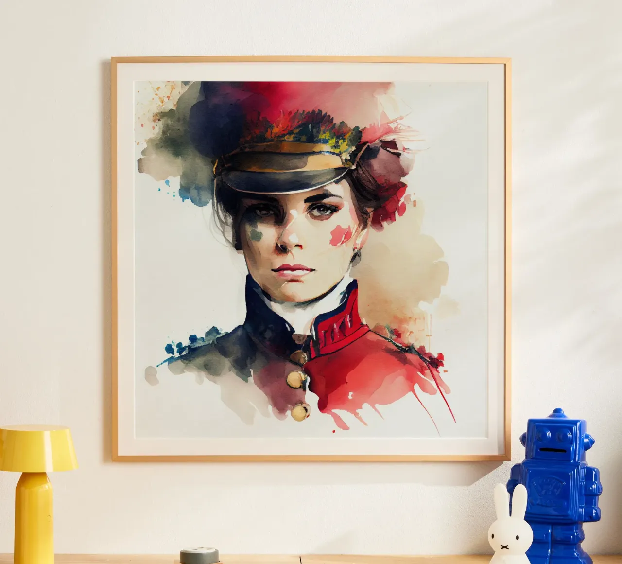 Acquerello Donna soldato napoleonico poster da Chromatic Fusion Studio